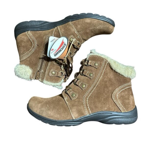 Earth Origins Suede Leather Boots Women Size 10M Crowley Brown - Picture 1 of 8